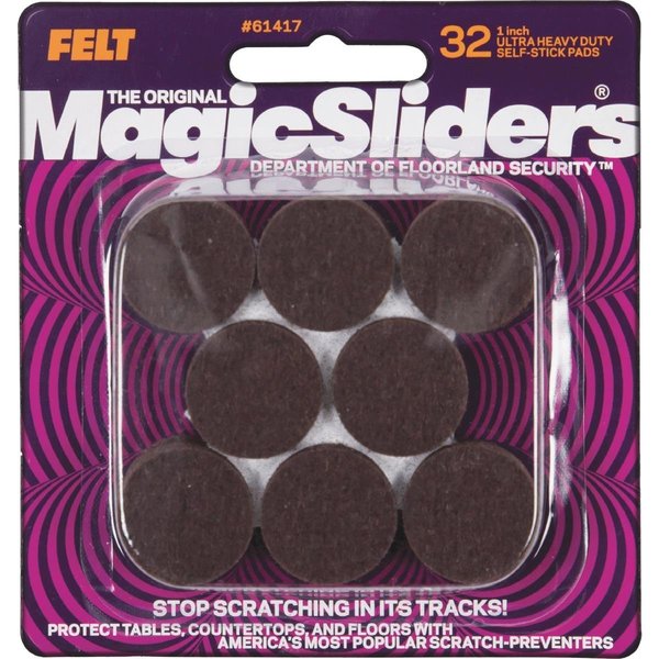 Magic Sliders L P 16Pk 1" Brn Felt Pads 61417